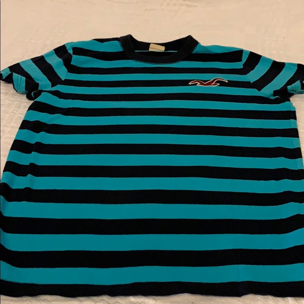 Black and Teal Stripped Hollister Shirt